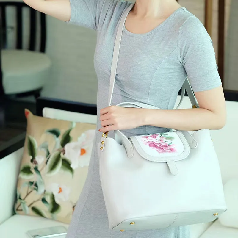 141118 Classic hand embroidered su embroidery cowhide bag shoulder bag handbag