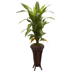 57" Artificial Dracaena w/Stand Silk Plant (Real Touch) - Low Maintenance, Life-Like & Vibrant Silk Plants For Busy People.