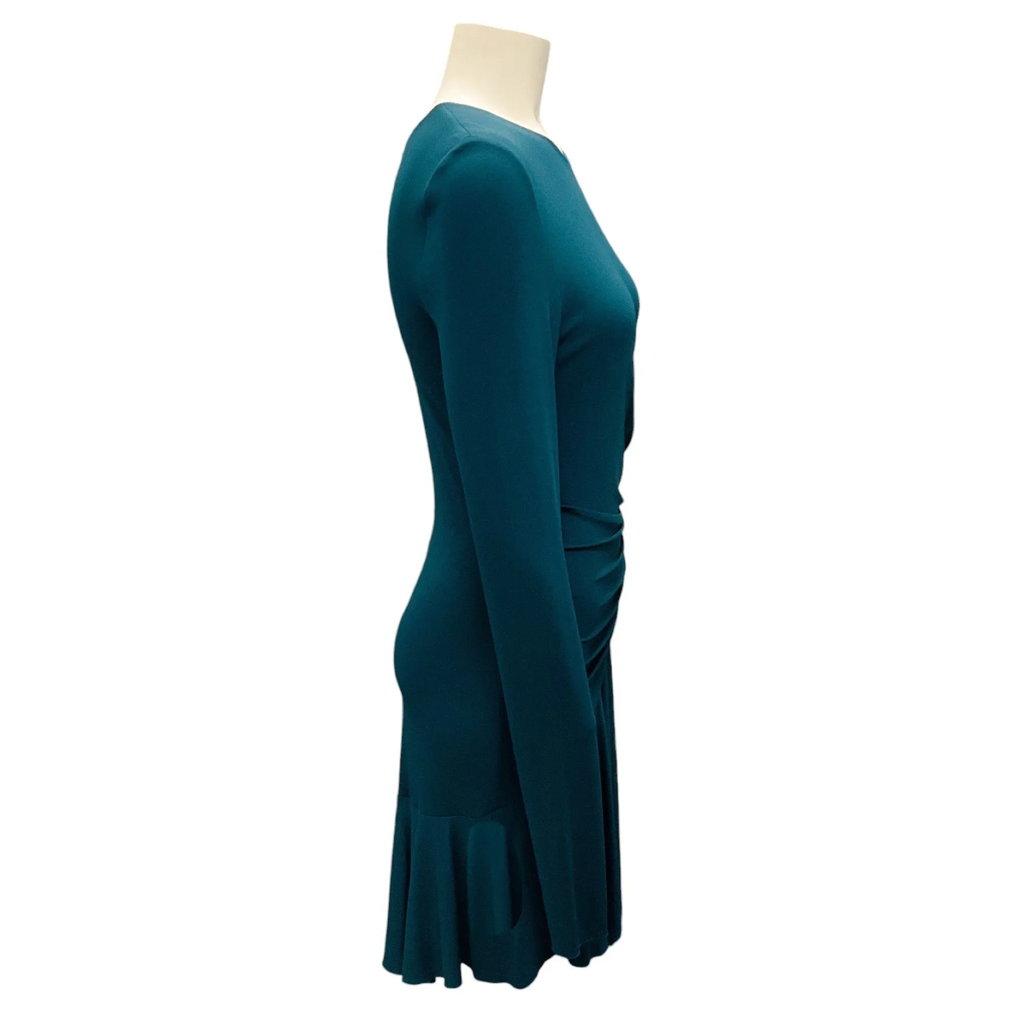 Alexandre Vauthier Dark Green Long Sleeved Stretch Viscose Crepe Dress