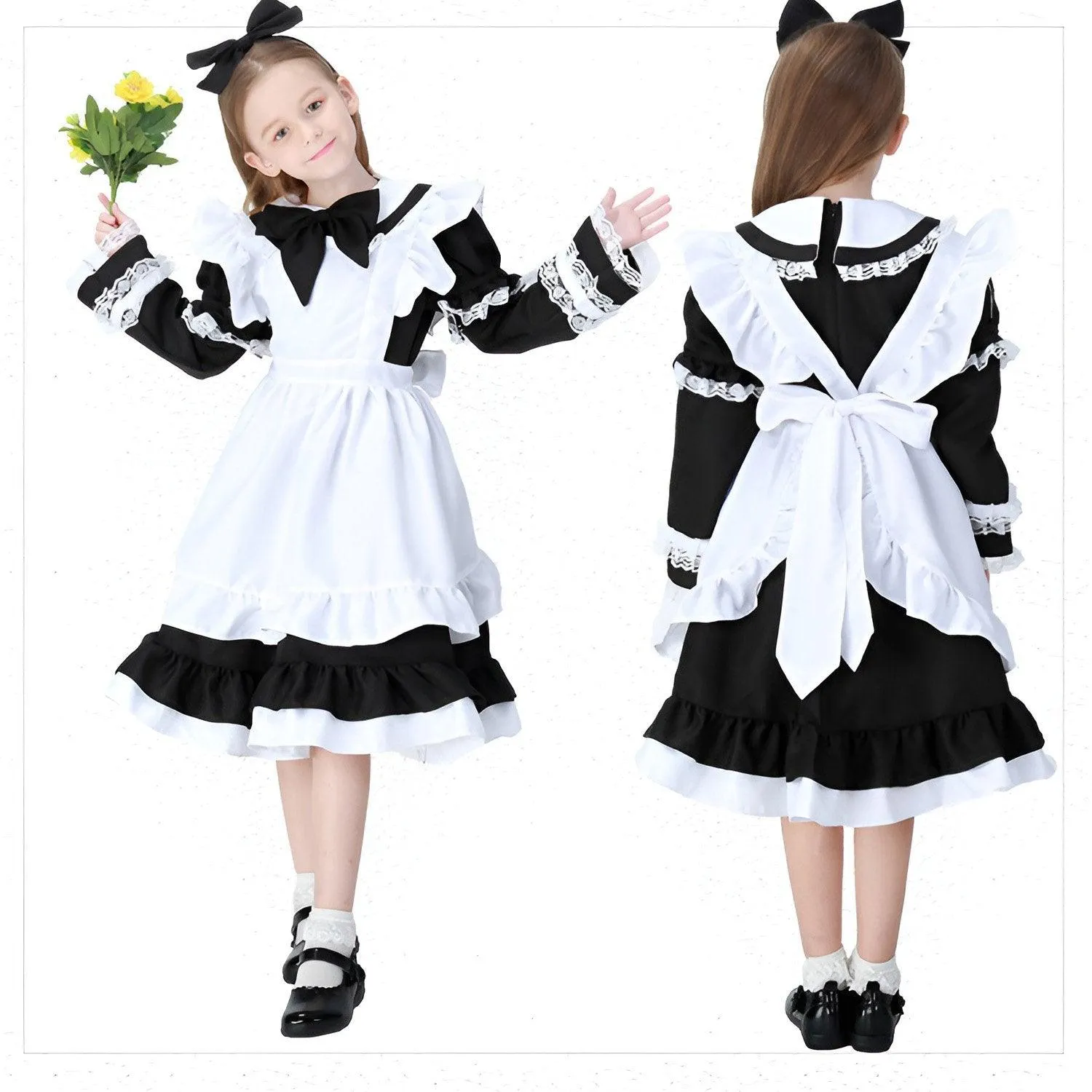 Alice in Wonderland Kids Costume Dress Black & White