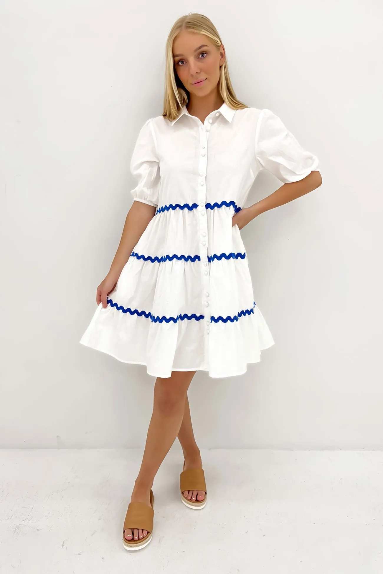 Alice Mini Dress White Blue