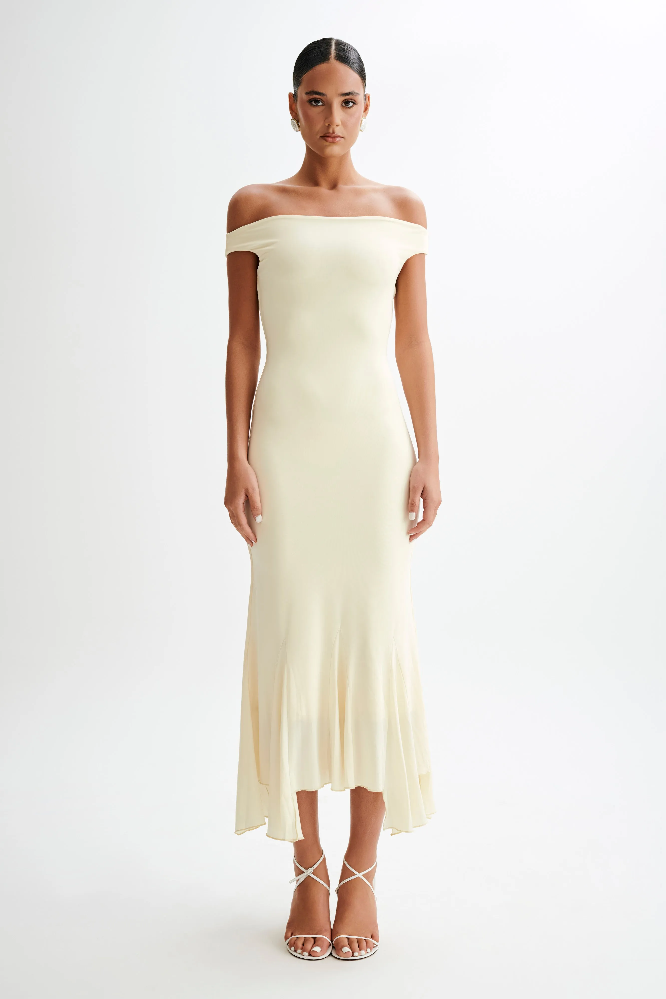 Analina Slinky Handkerchief Midi Dress - Lemon Sherbet