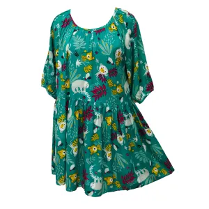 Animals Gathered Dress Size 12-30 F4