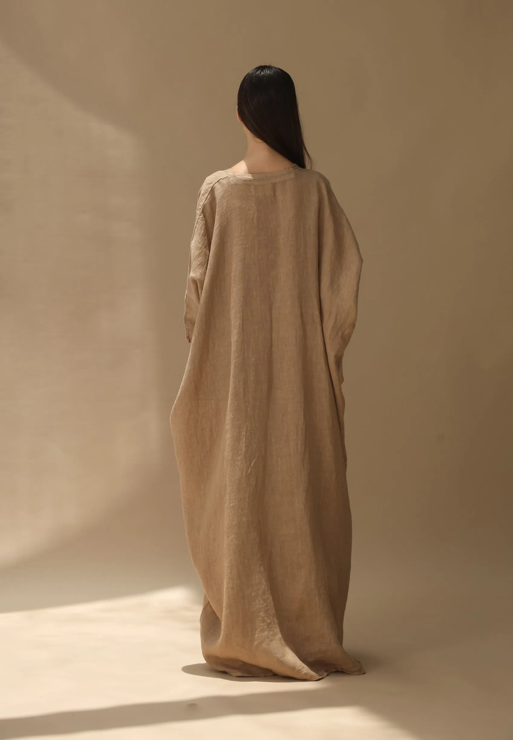 Aria Pure Linen Bisht Abaya Cammello