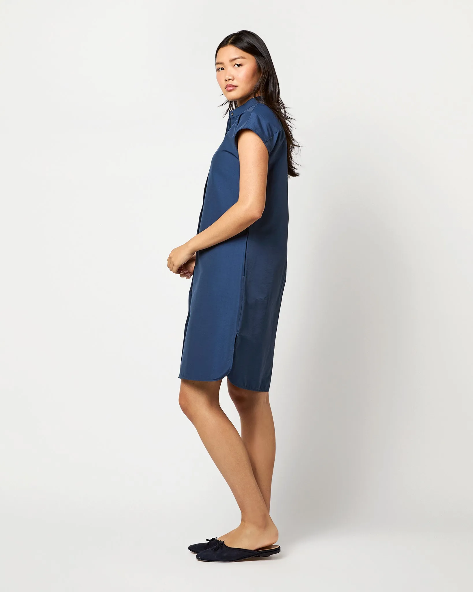 Atelier Shirtdress in Marine Cotton/Nylon Faille