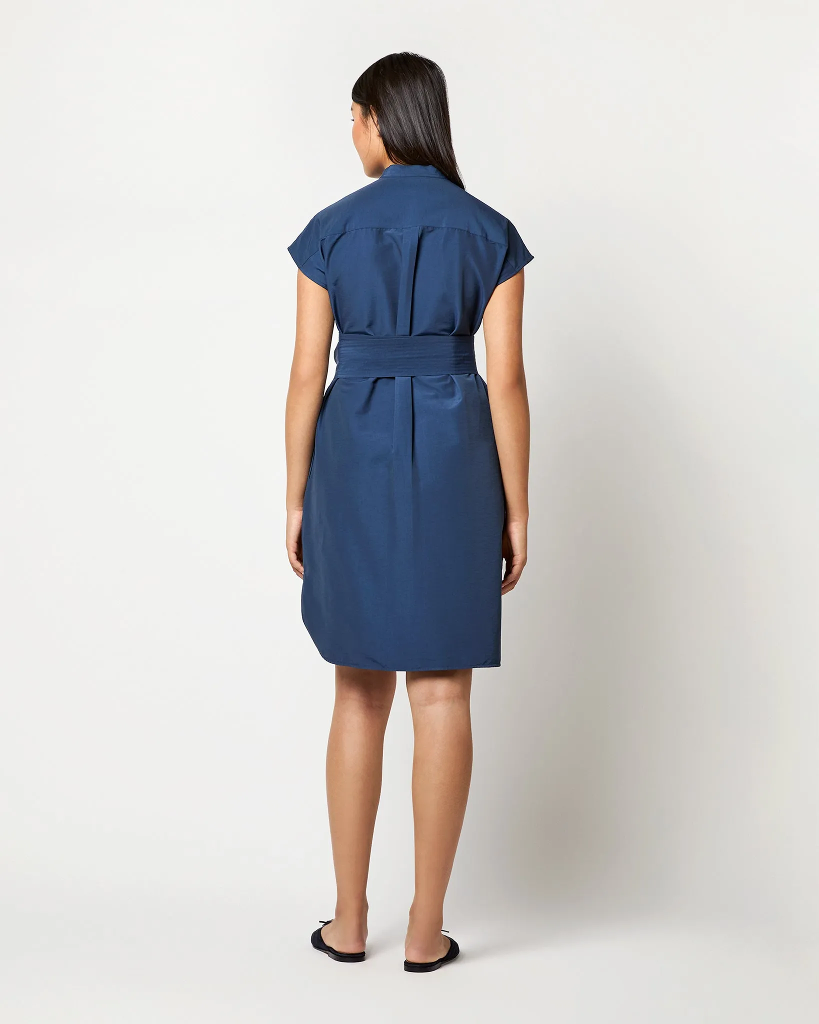 Atelier Shirtdress in Marine Cotton/Nylon Faille