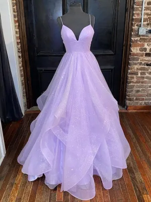 Ball Gown A-Line Prom Dresses Sparkle & Shine Dress Formal Floor Length Sleeveless Sweetheart Tulle Backless with Pleats Ruffles 2023