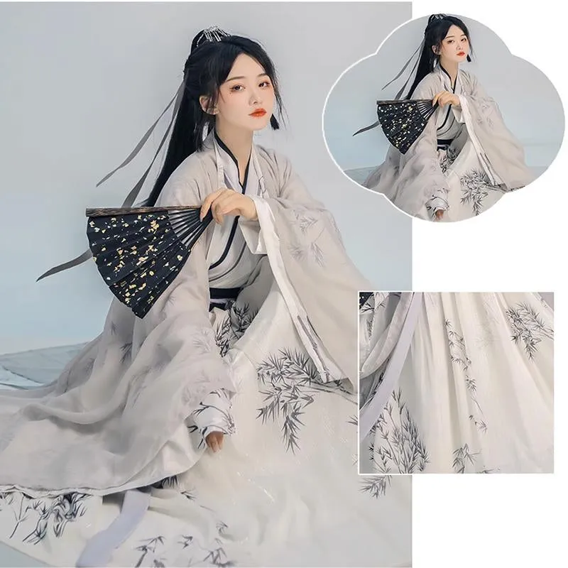 Bamboo Pattern Traditional Chinese Clothing Hanfu Dress