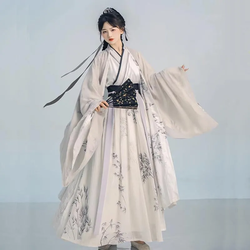 Bamboo Pattern Traditional Chinese Clothing Hanfu Dress