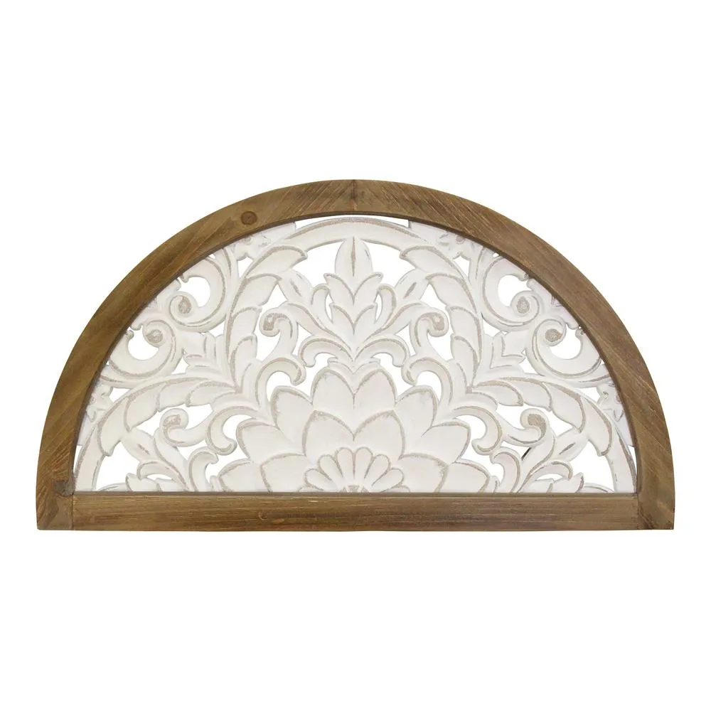 Biophilic Design Arched Carved Wood Door Topper