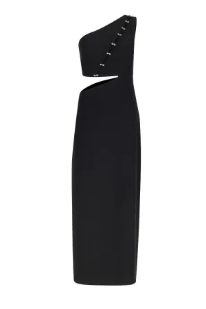 BLACK CUT-OUT MIDI DRESS