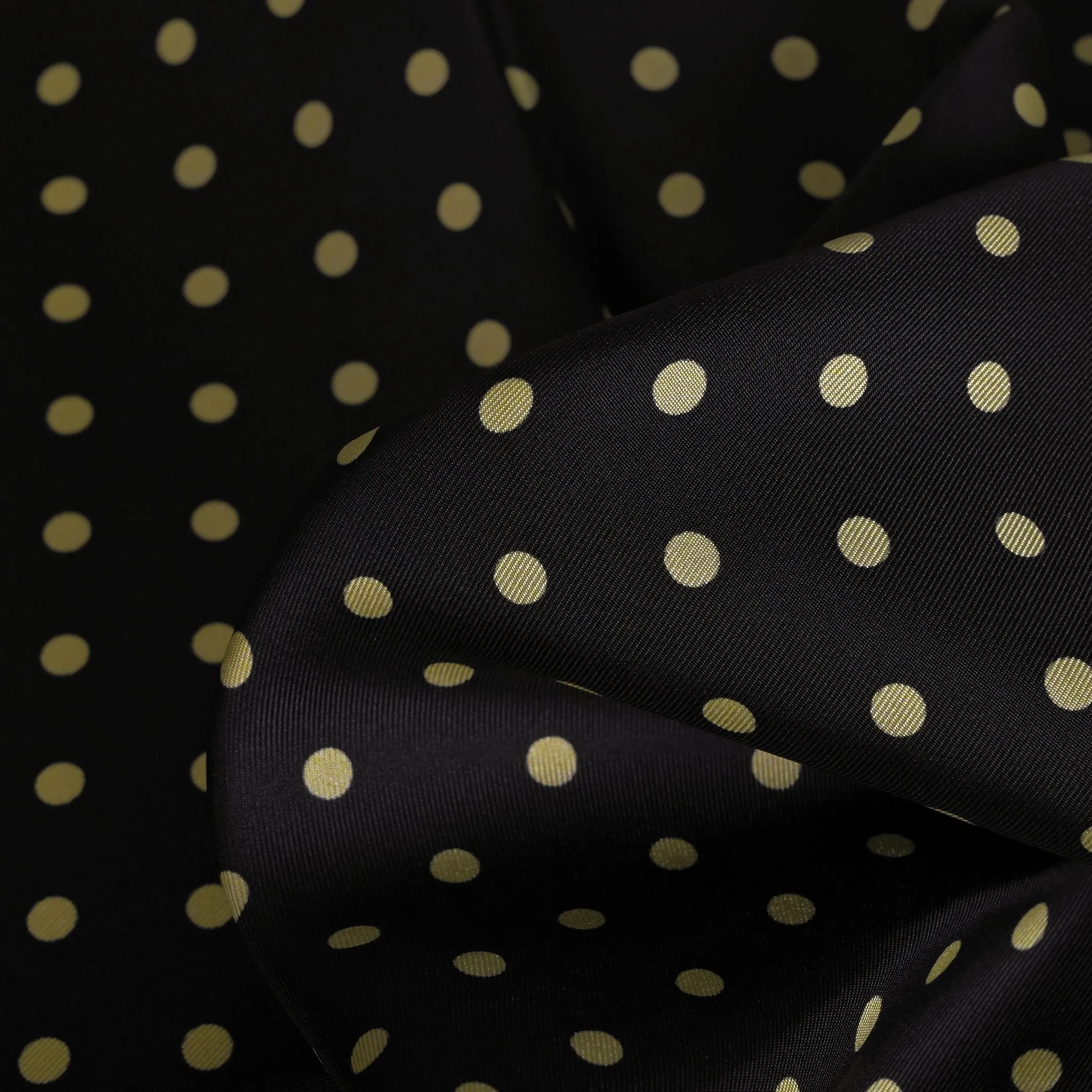 Black Printed Silk Satin Polkadot 3134