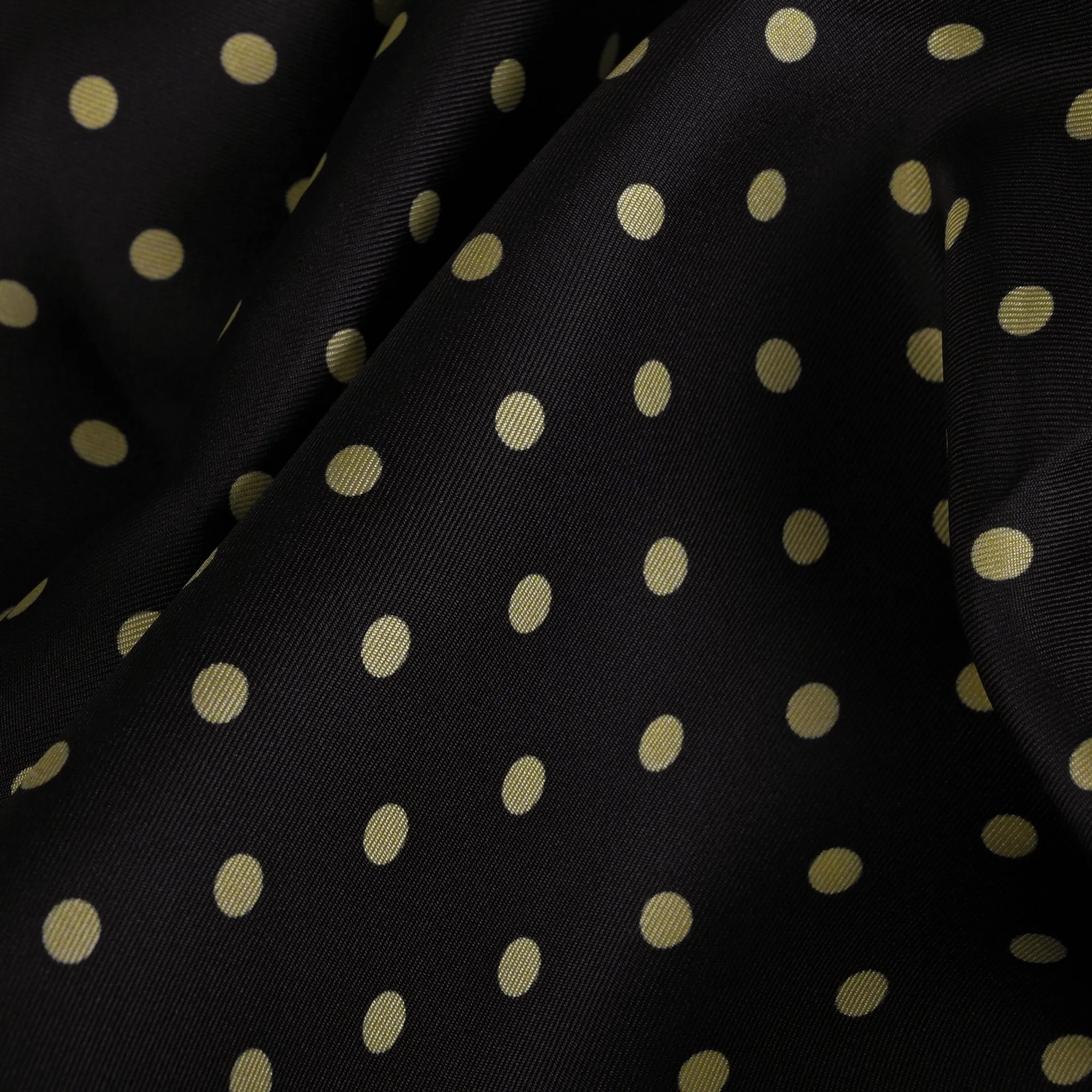 Black Printed Silk Satin Polkadot 3134