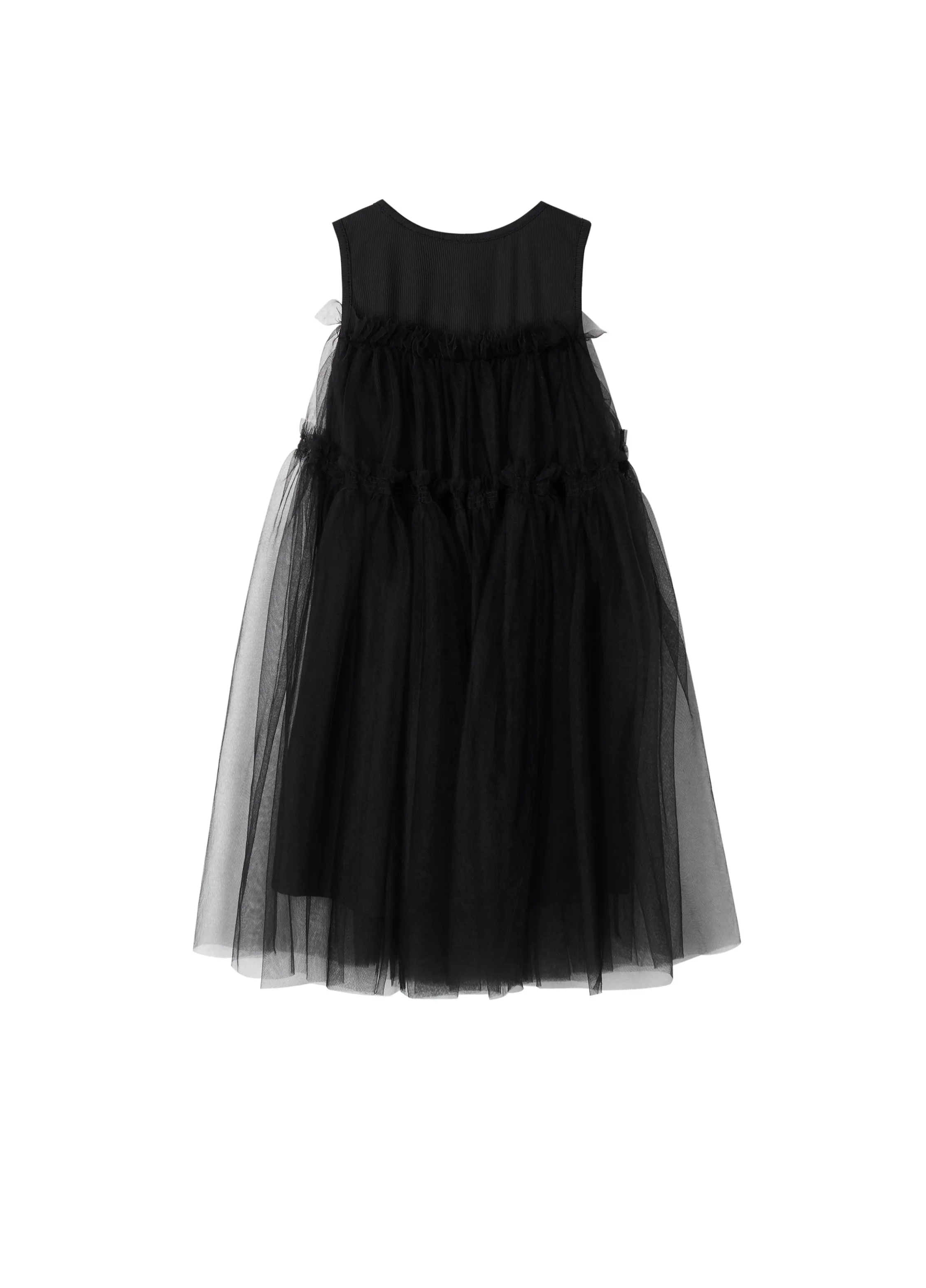 Black Sleeveless Dress with Tulle