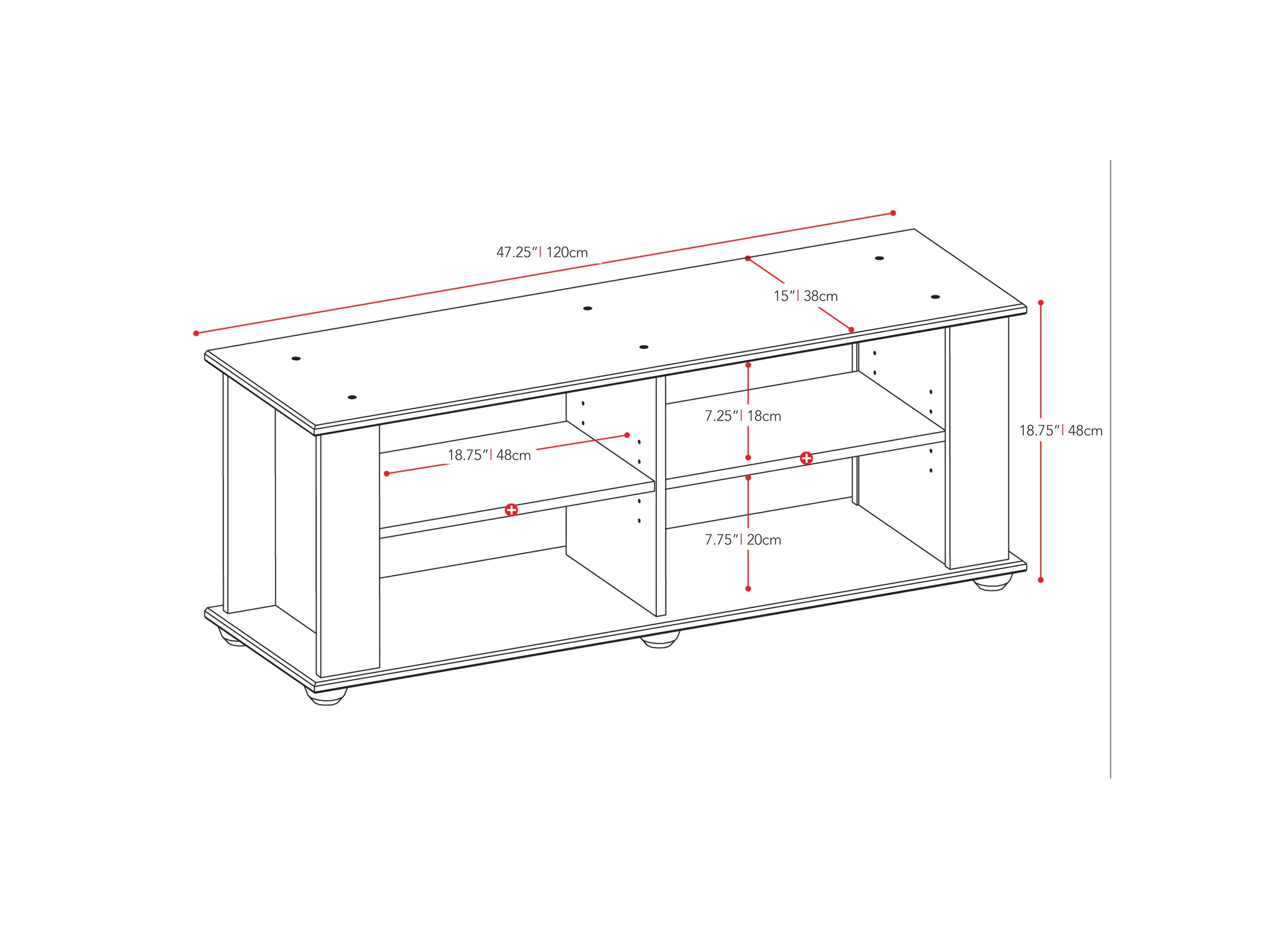 Black Wooden TV Stand, TVs up to 55"