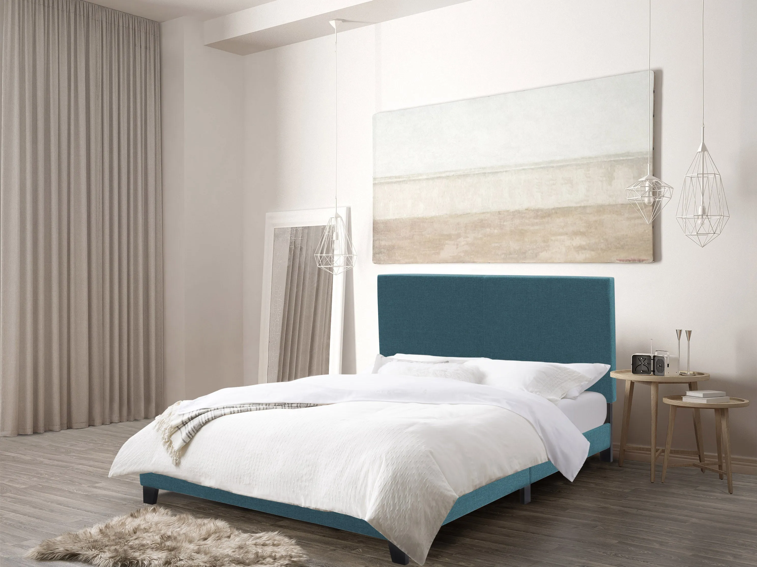 Blue Contemporary Queen Bed