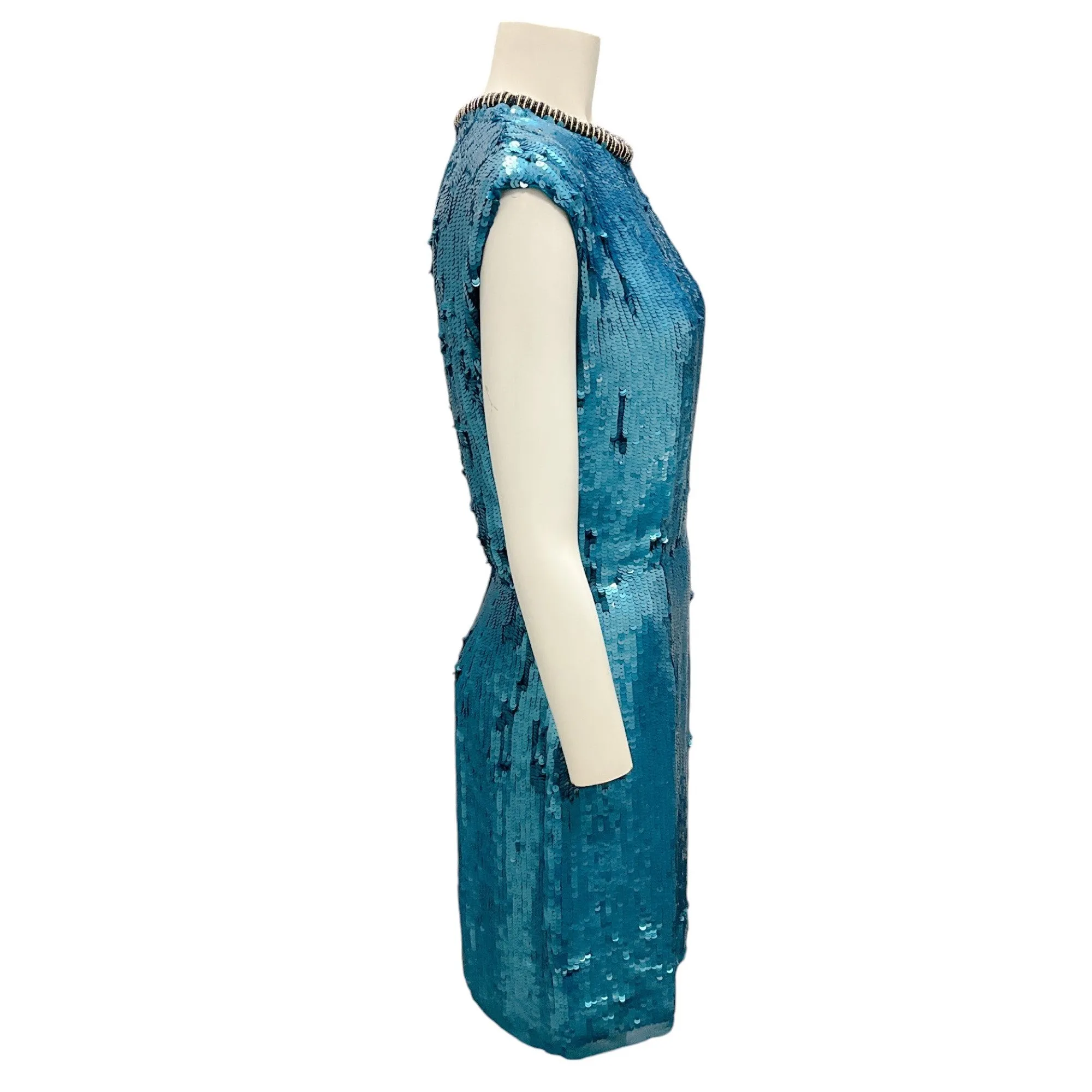 Brandon Maxwell Blue Sequined Cocktail Dress