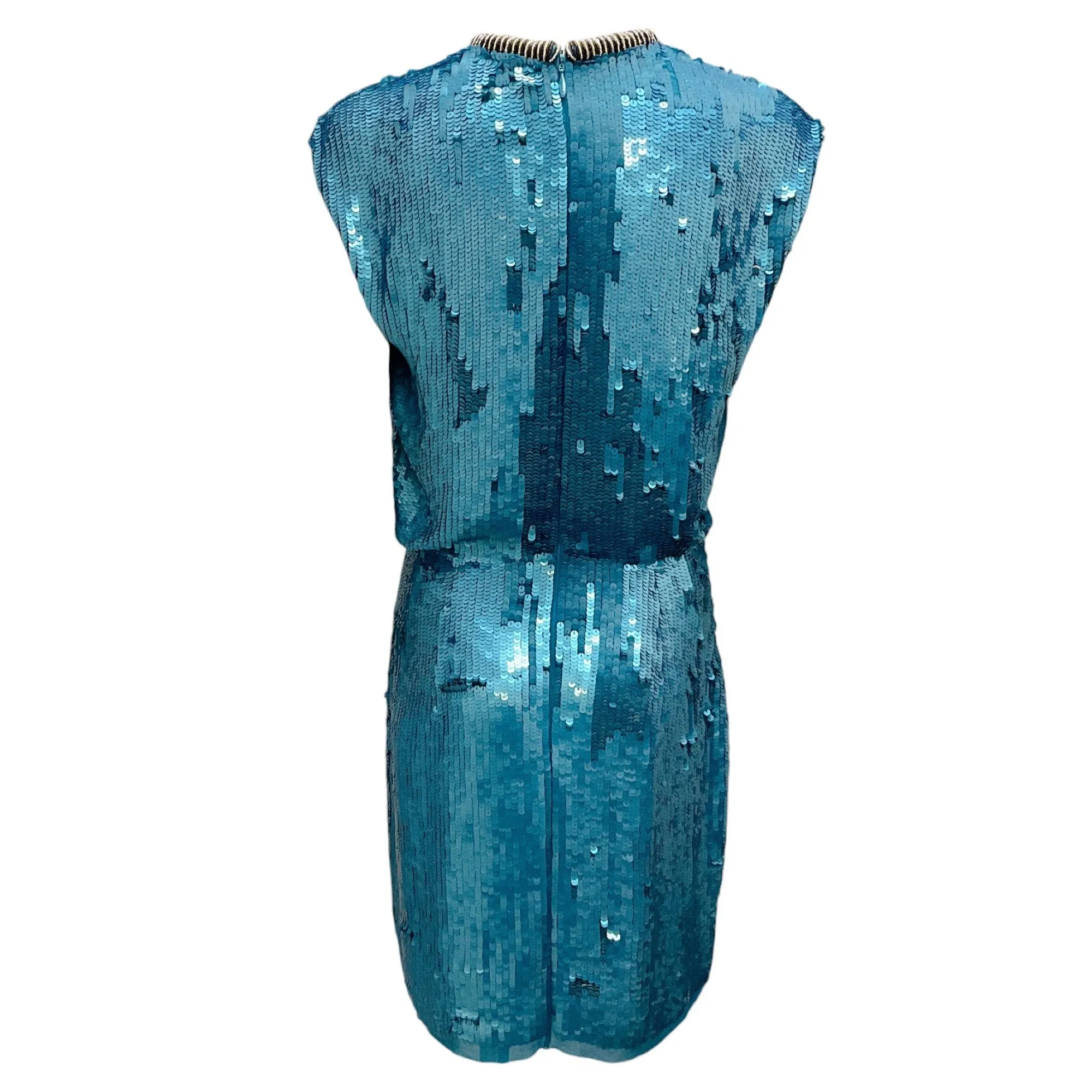 Brandon Maxwell Blue Sequined Cocktail Dress