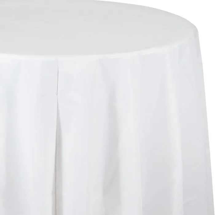 Bulk White Round Plastic 82 inch Table Covers (12 per Case)