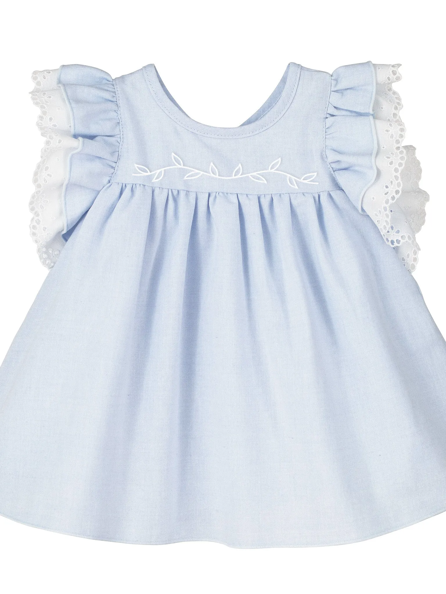 Calamaro Baby Blue Dress with Lace Ruffle Sleeve