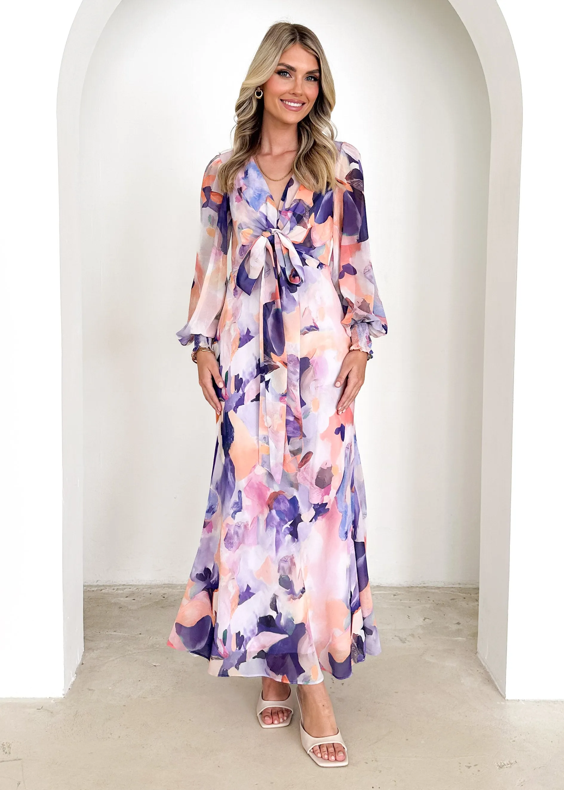 Camellia Midi Dress - Lilac Garden