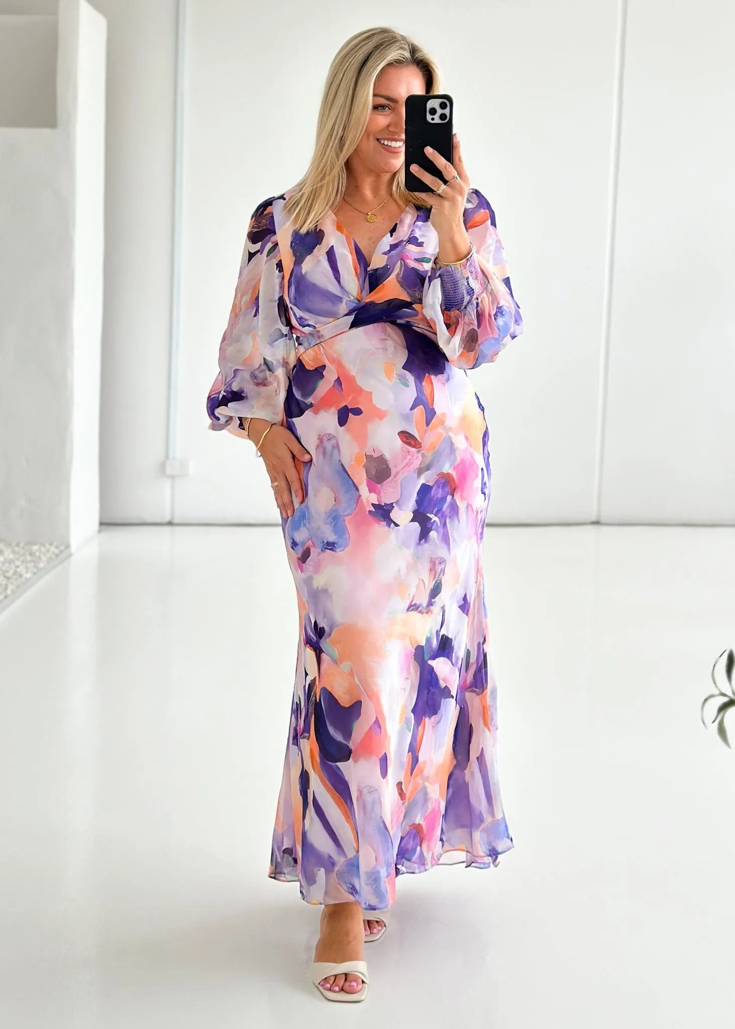 Camellia Midi Dress - Lilac Garden