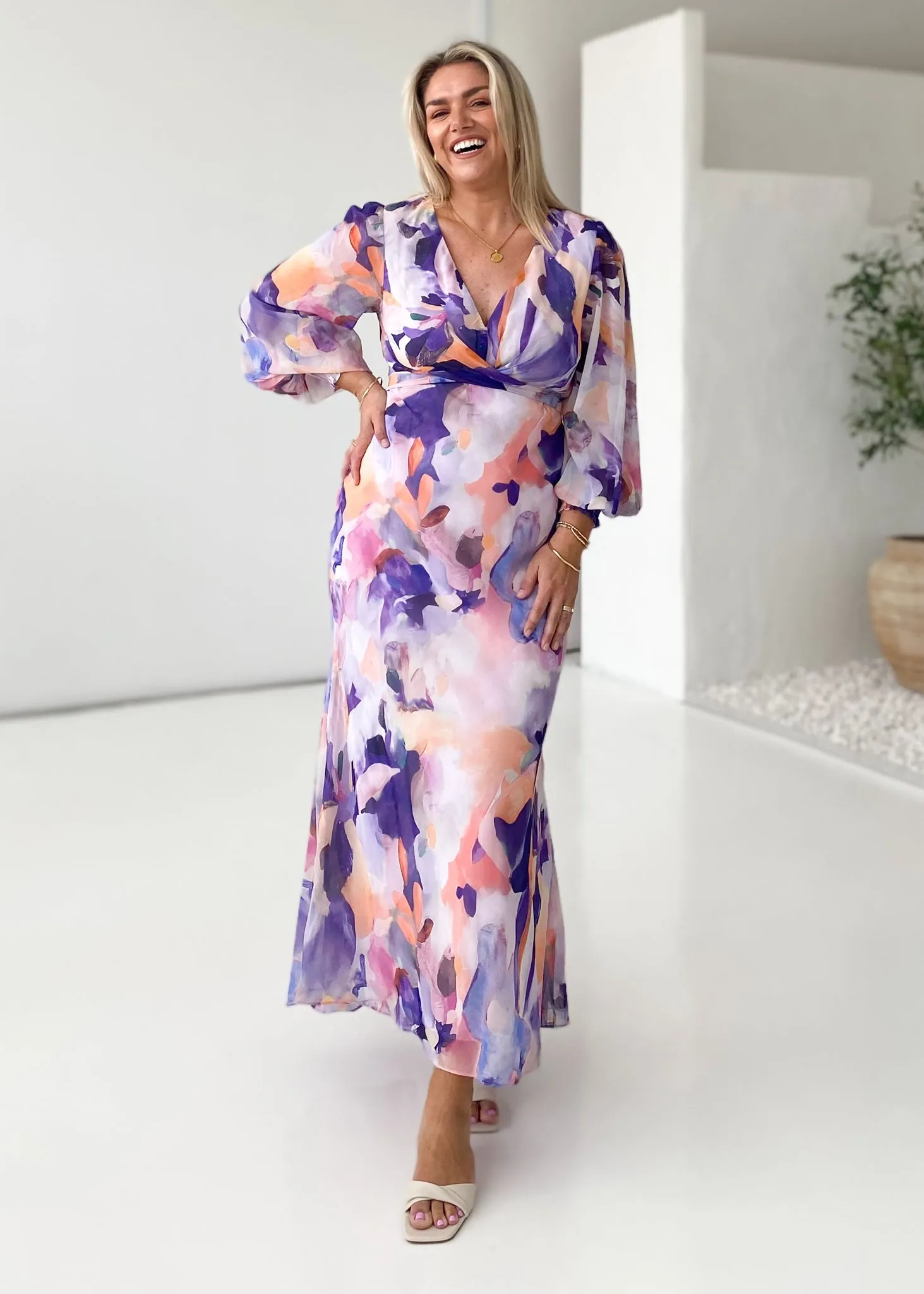 Camellia Midi Dress - Lilac Garden