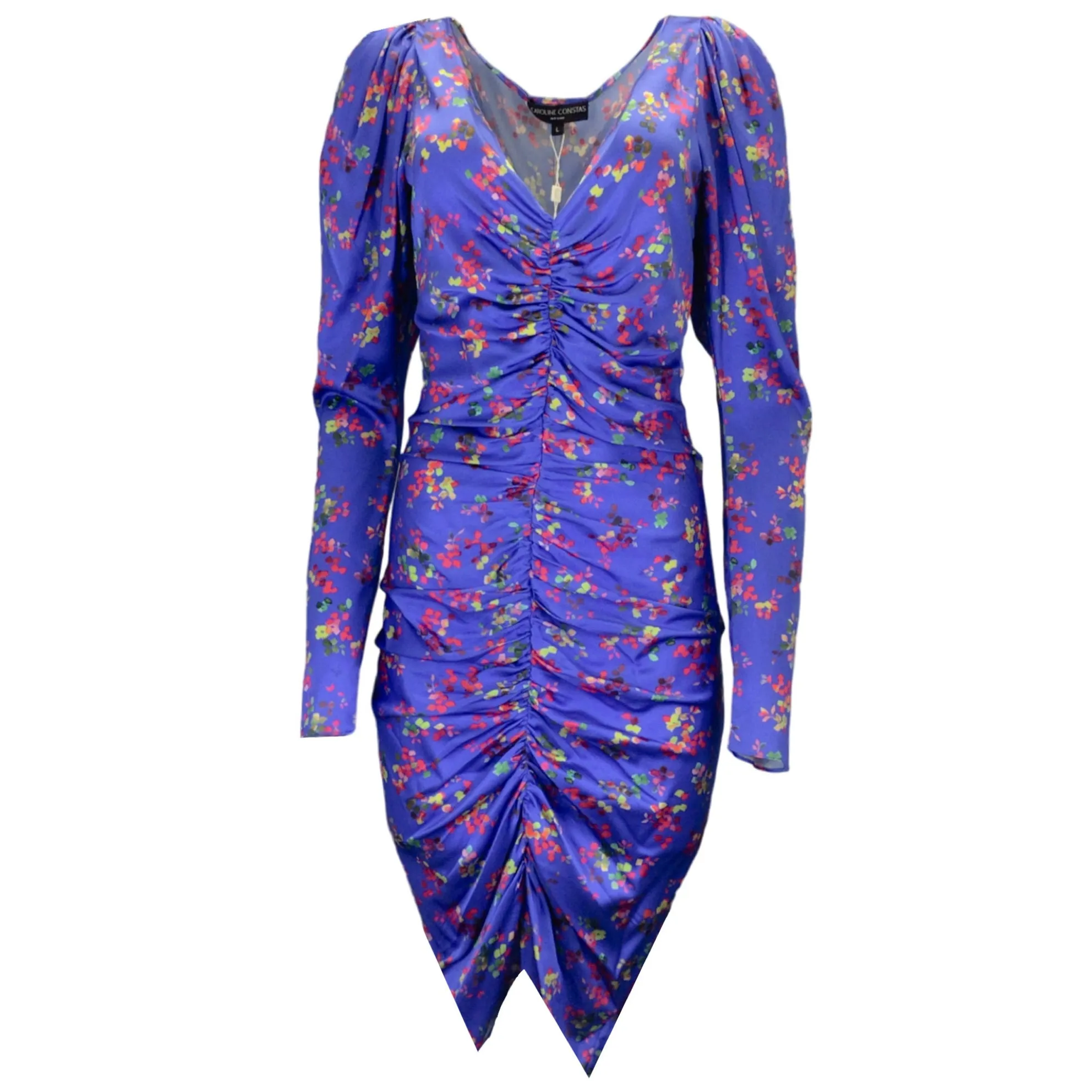 Caroline Constas Blue Multi Printed Silk Colette Dress