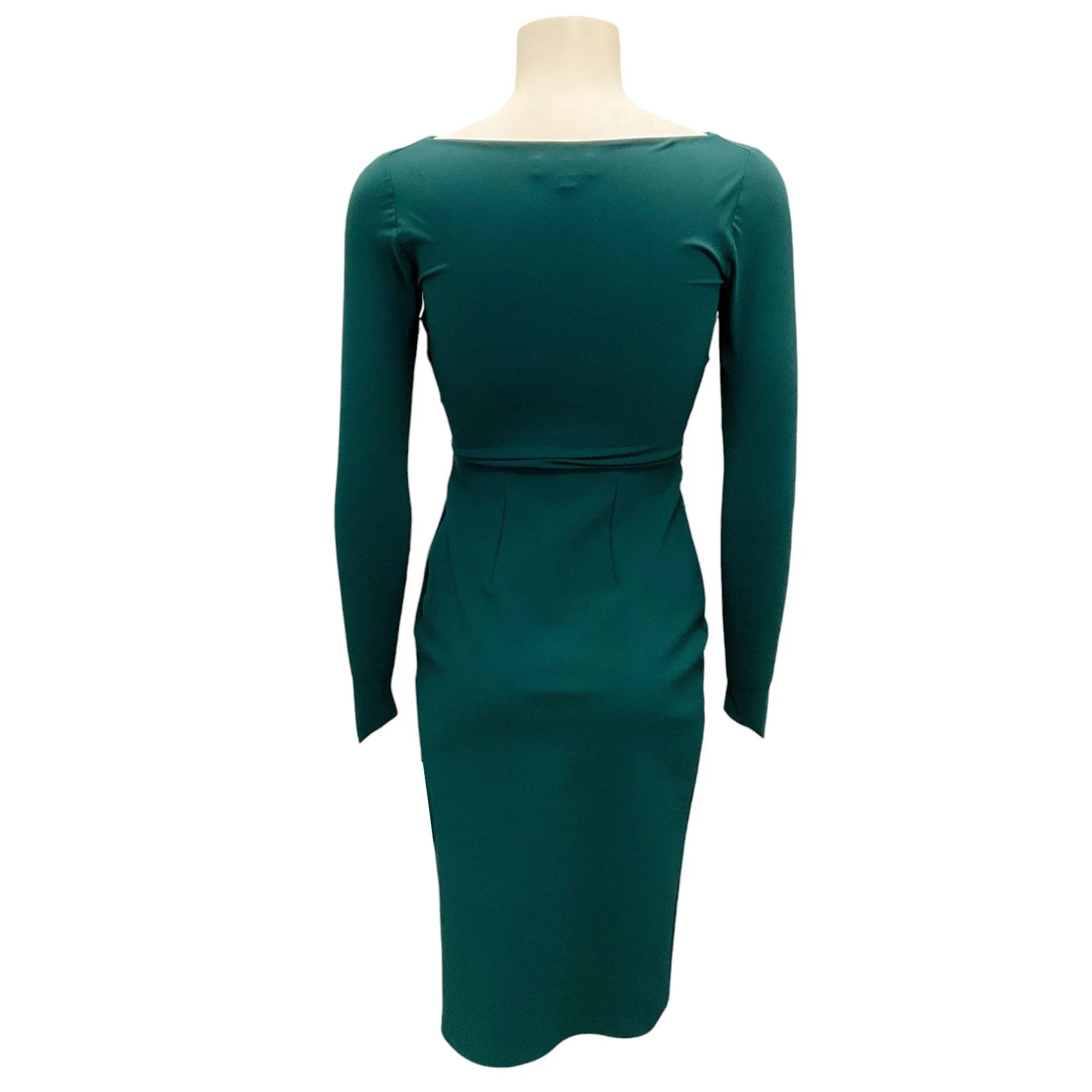 Chiara Boni La Petite Robe Green Ruched Long Sleeved Dress