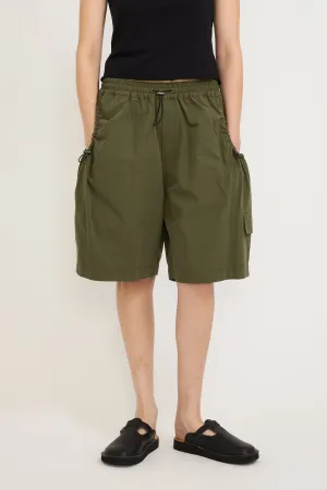 Premium Khaki Cotton Hiker Shorts - Crushed Texture