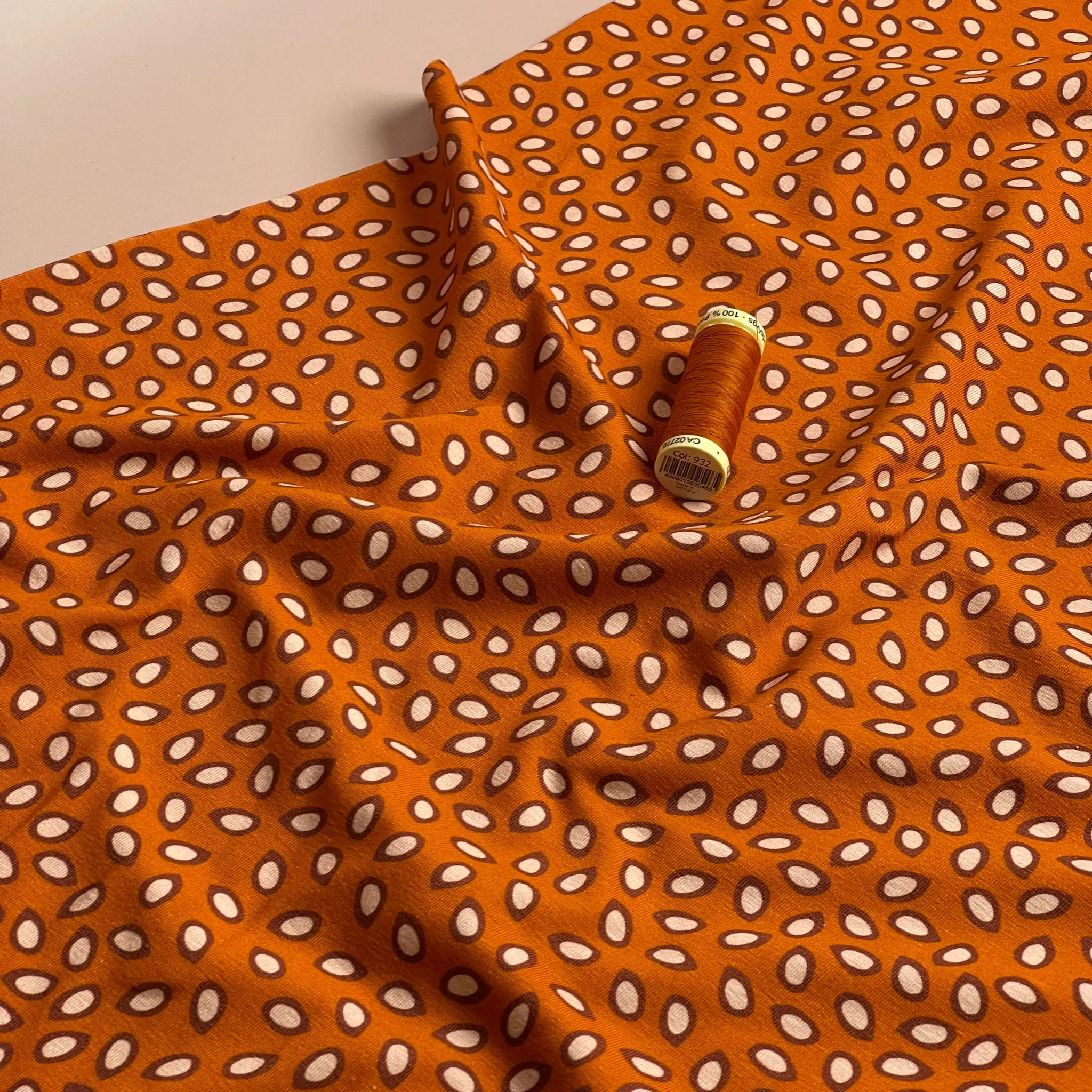 Danish Design - Small Petals on Rust Cotton Jersey Fabric