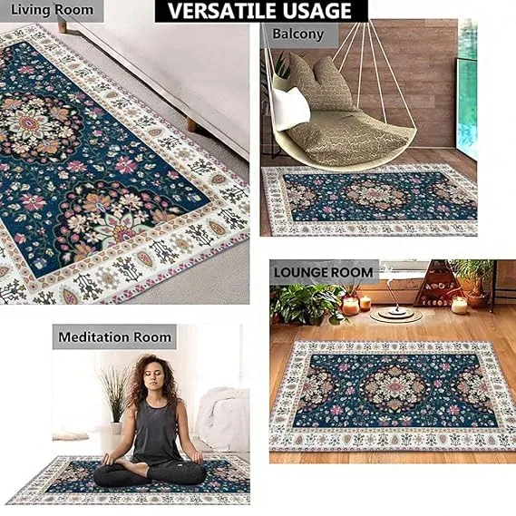 Digital Printed Premium Chenille Floor Carpet Mat, Super Soft Rug with Anti-Skid Backing, Modern Persian Carpet - CR001