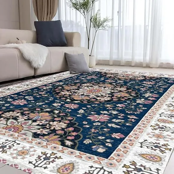 Digital Printed Premium Chenille Floor Carpet Mat, Super Soft Rug with Anti-Skid Backing, Modern Persian Carpet - CR001