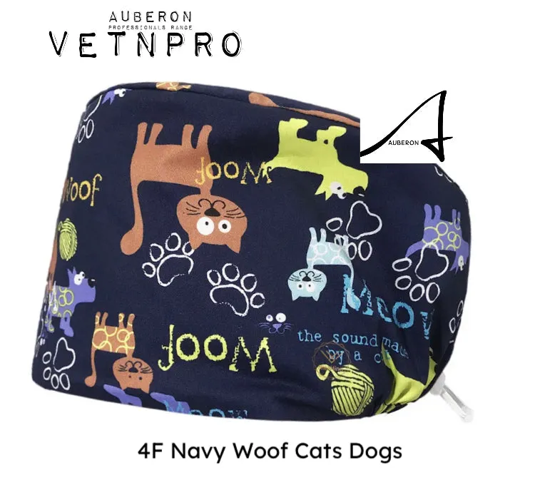 Dog Themed Hats Uniform Groomers Vet Assistants Shop Salon Headwear Scrubs Caps many gorgeous designs Cats Animals Floral Toons Breed Specific Quality Cotton