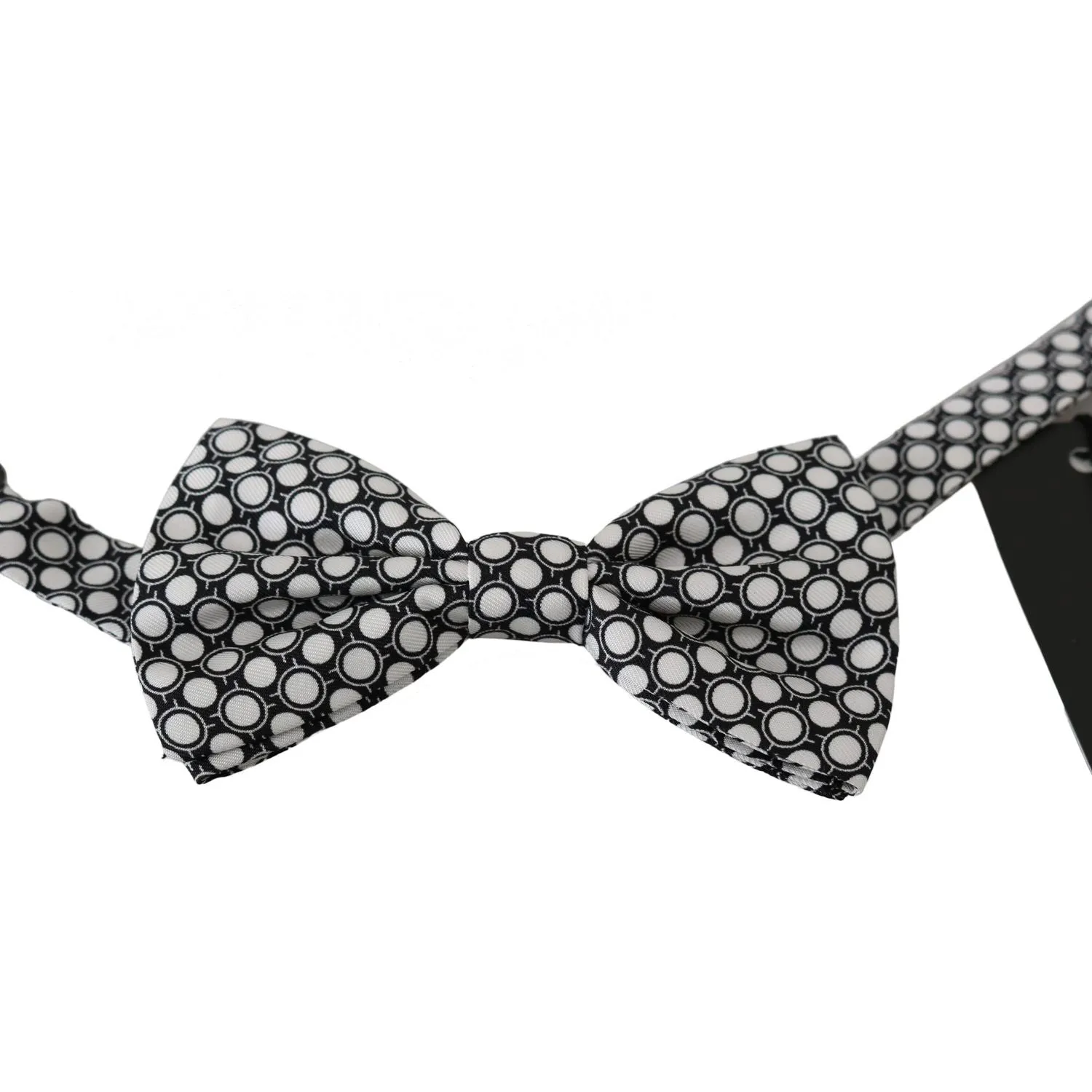 Dolce & Gabbana Elegant Black White Circle Silk Bow Tie