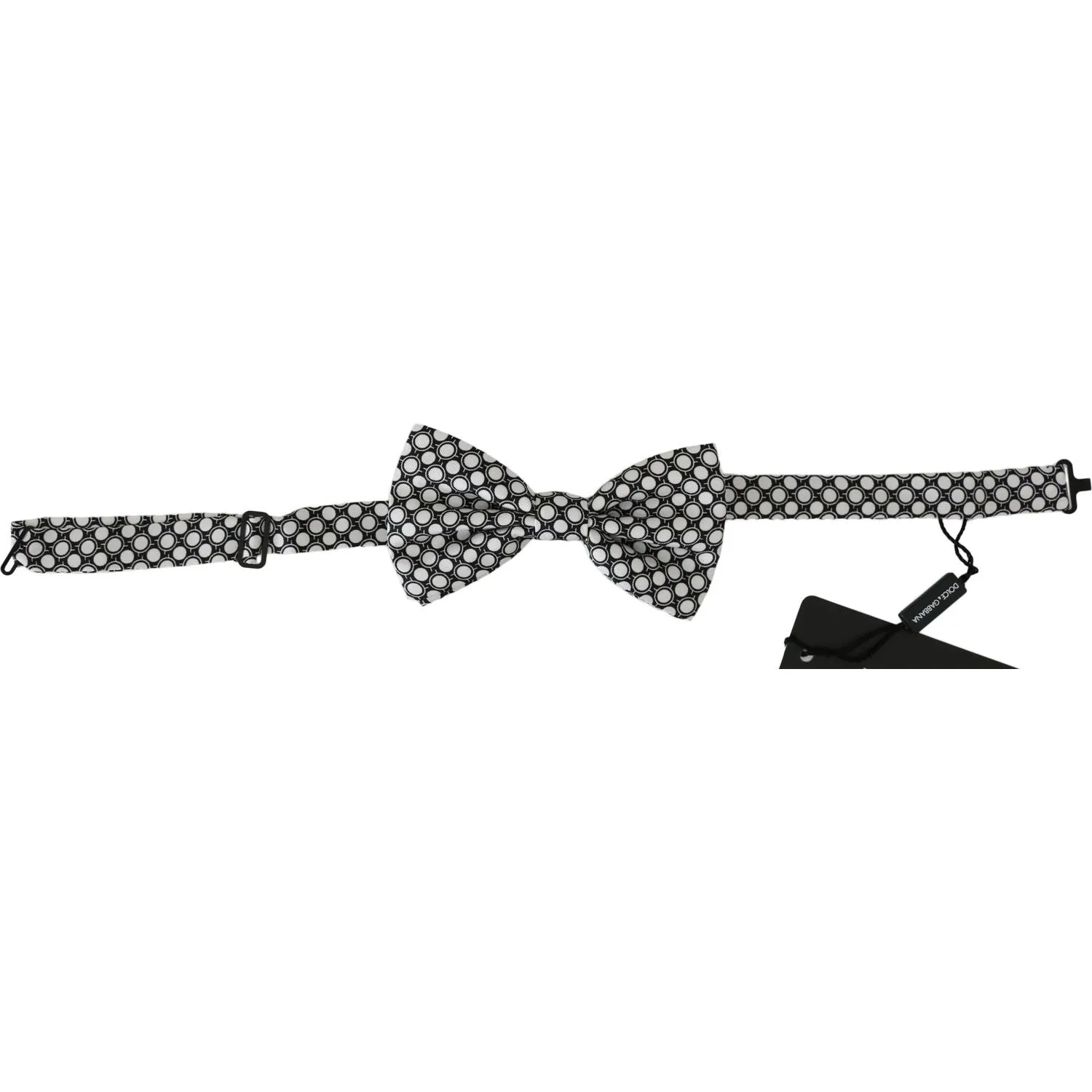 Dolce & Gabbana Elegant Black White Circle Silk Bow Tie