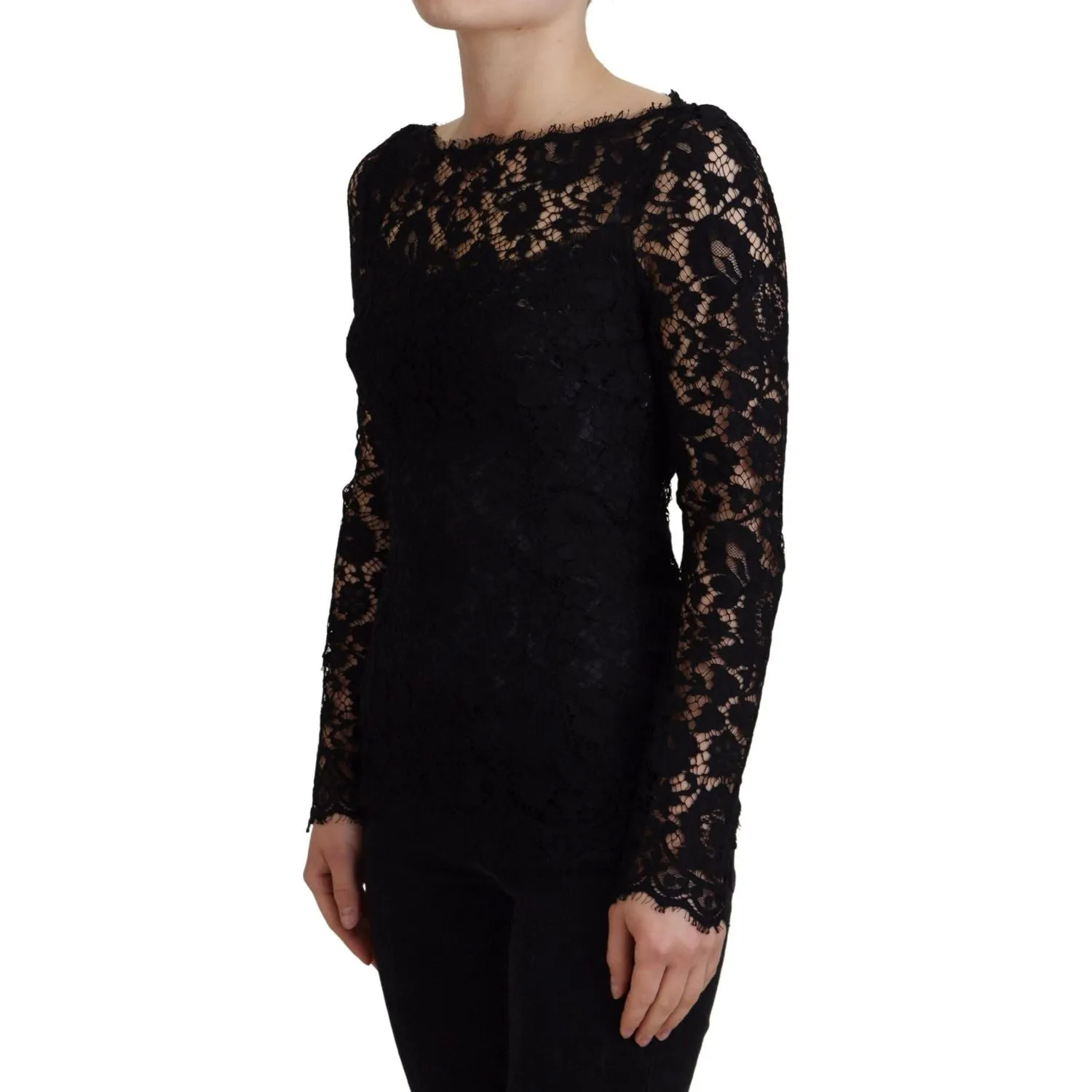 Dolce & Gabbana Elegant Floral Lace Long Sleeve Top