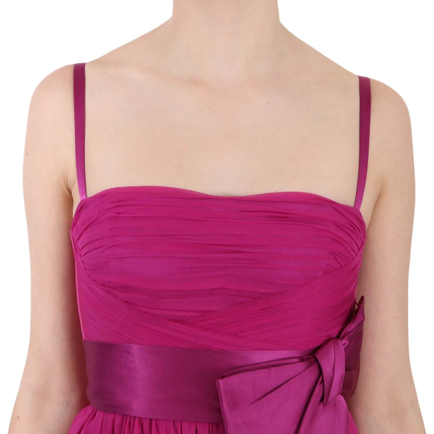 Dolce & Gabbana Elegant Fuchsia Pink Silk Bow Front Dress