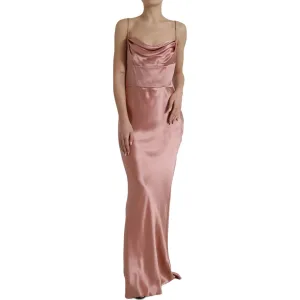 Dolce & Gabbana Elegant Long Silk Gown in Pink