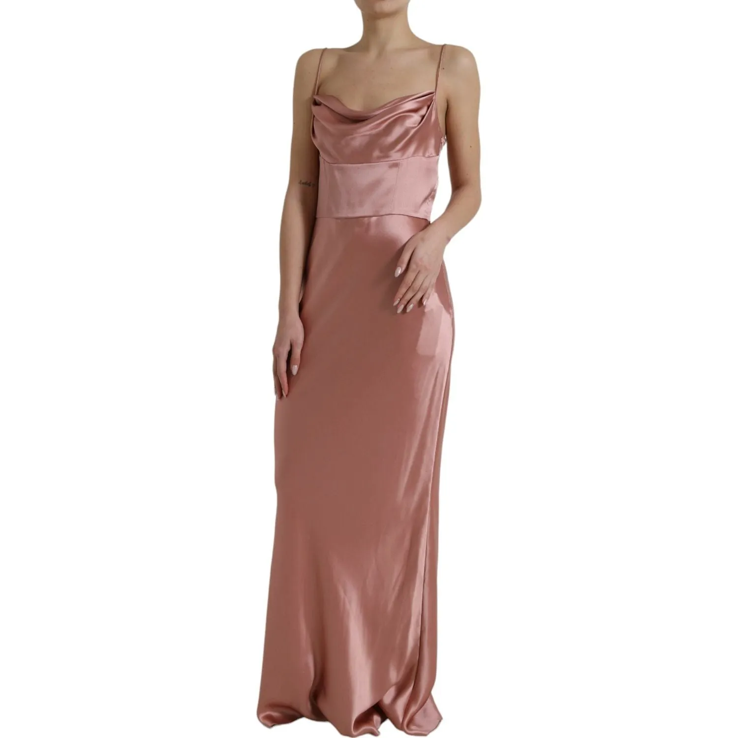 Dolce & Gabbana Elegant Long Silk Gown in Pink