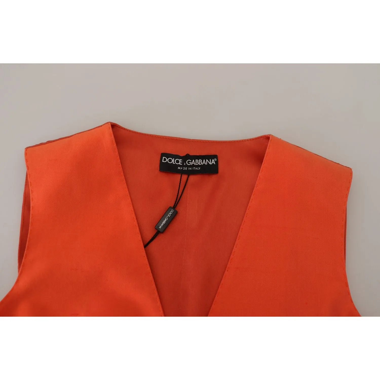 Dolce & Gabbana Elegant Orange Silk Waistcoat