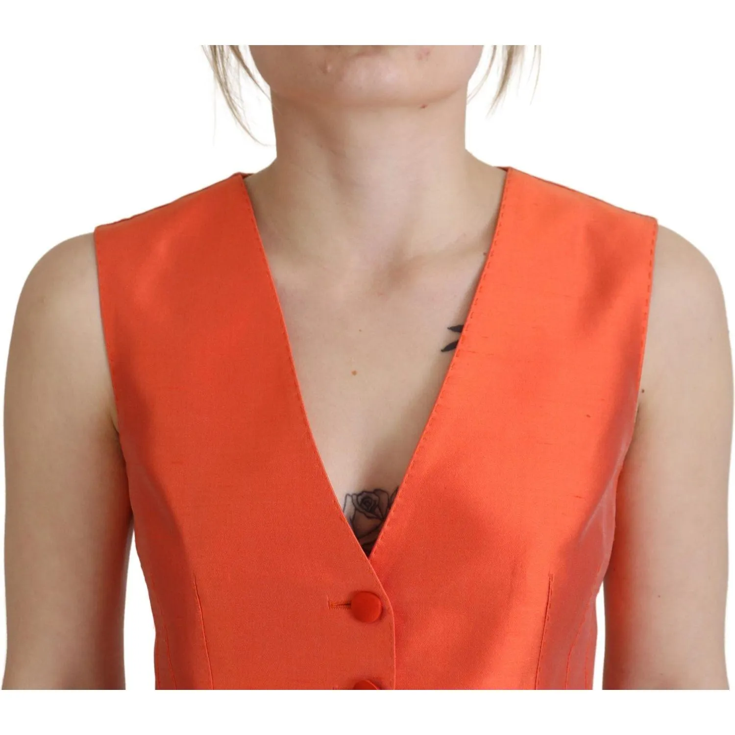 Dolce & Gabbana Elegant Orange Silk Waistcoat