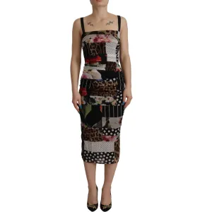 Dolce & Gabbana Elegant Patchwork Midi Silk Blend Dress