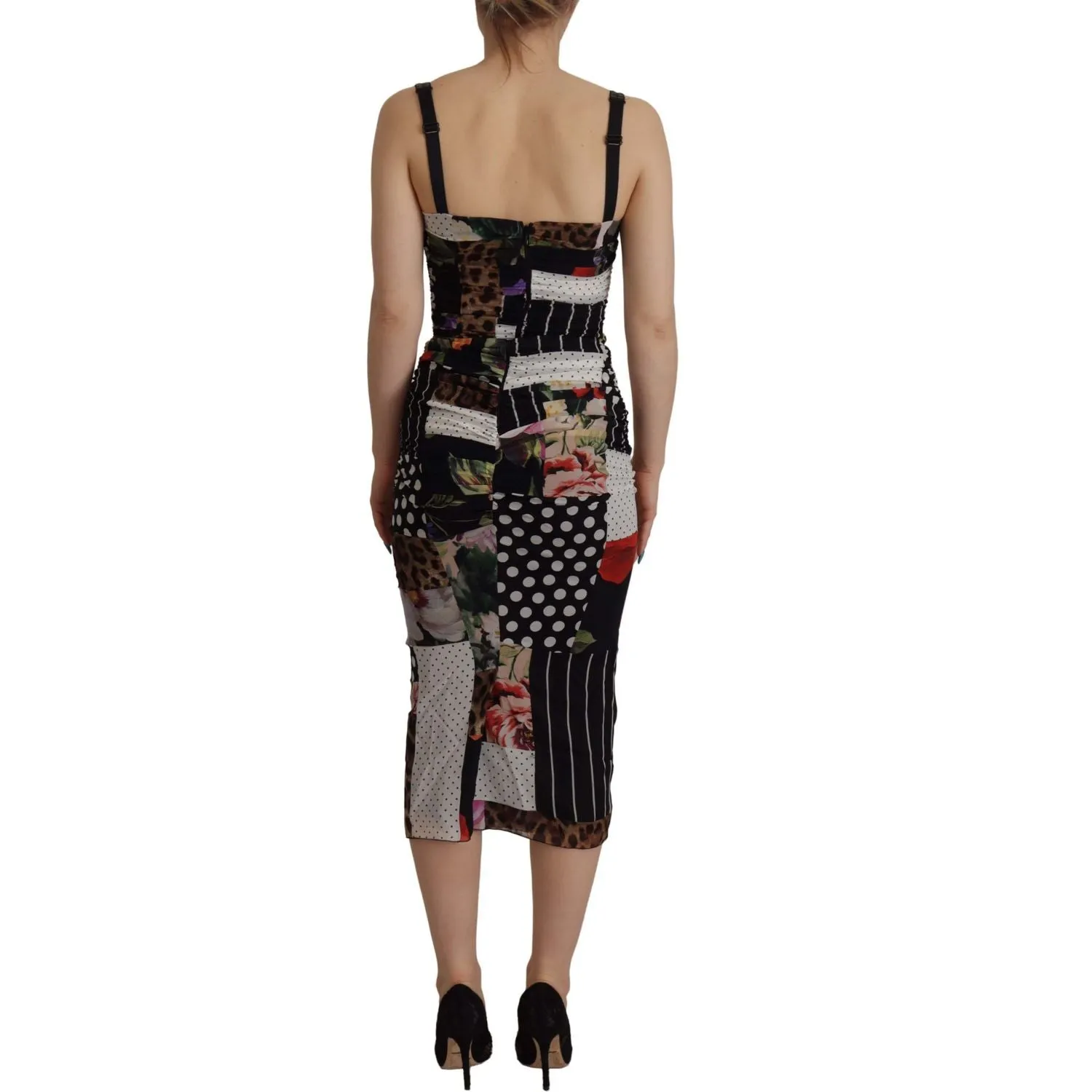 Dolce & Gabbana Elegant Patchwork Midi Silk Blend Dress