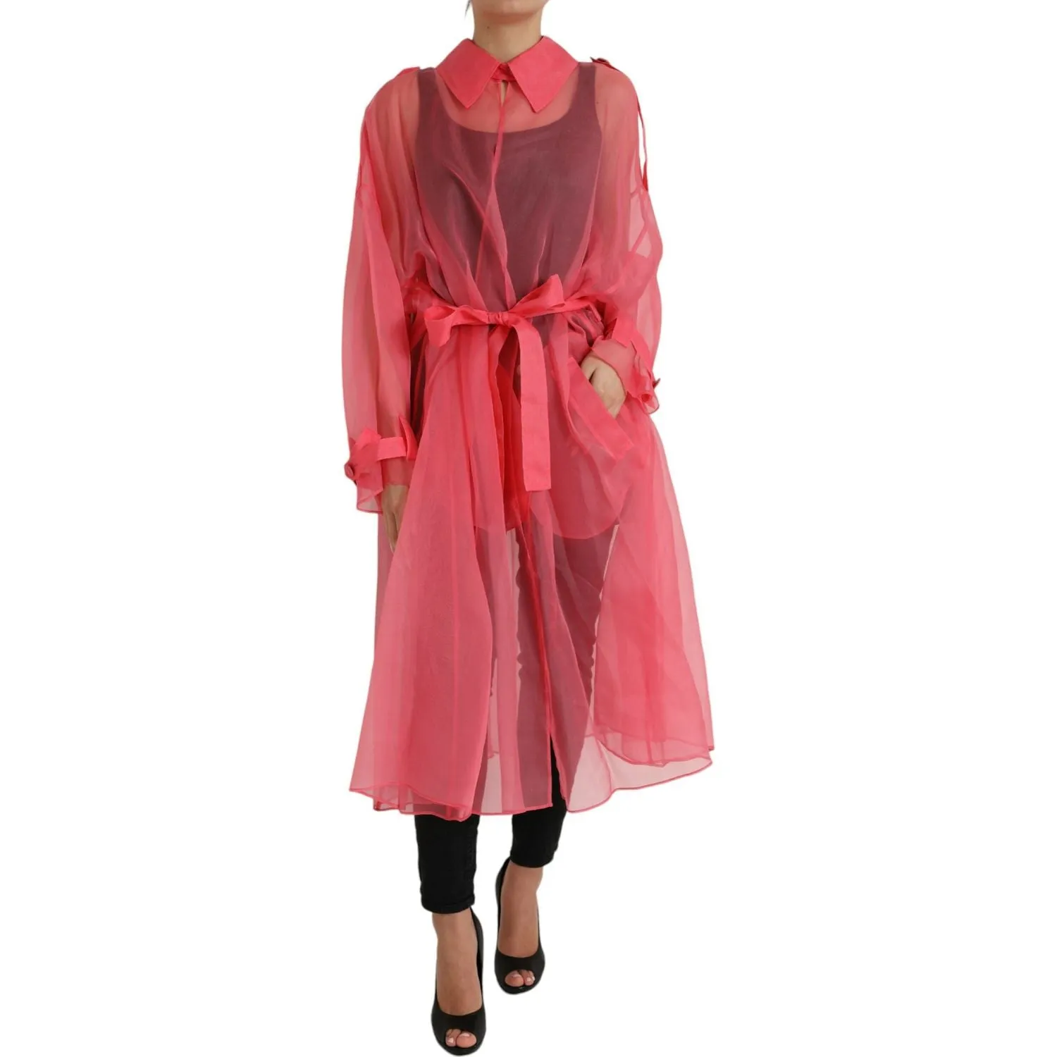 Dolce & Gabbana Elegant Pink Silk Long Jacket