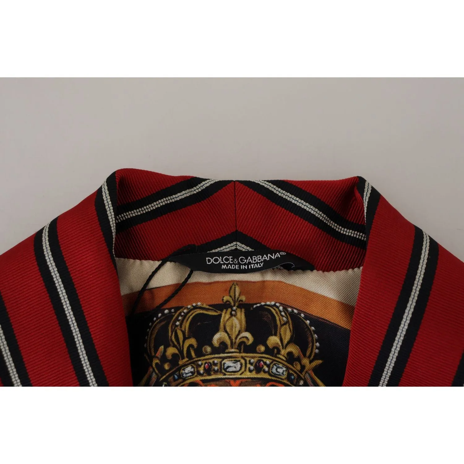 Dolce & Gabbana Elegant Red Striped Long Robe Luxury Wear