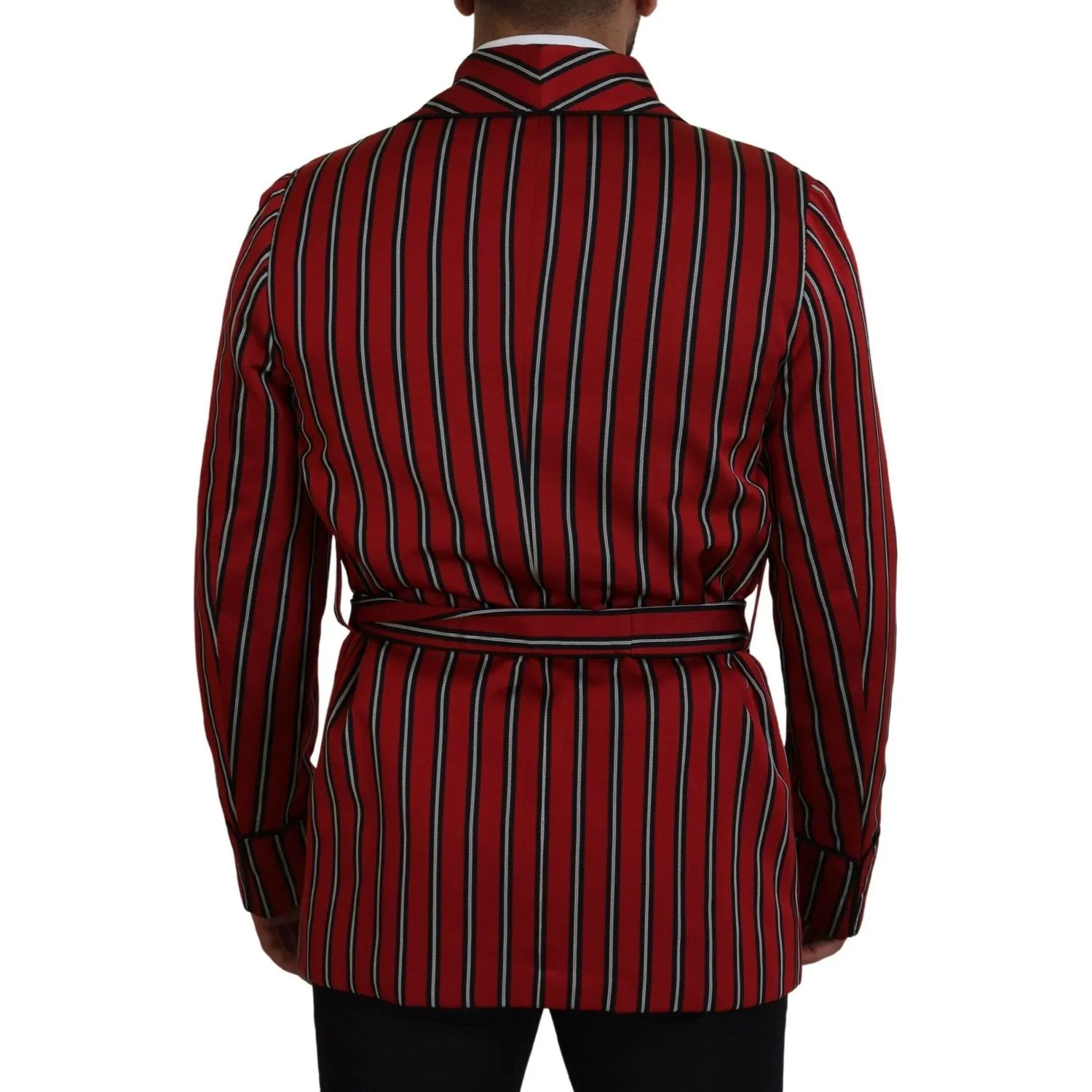 Dolce & Gabbana Elegant Red Striped Long Robe Luxury Wear