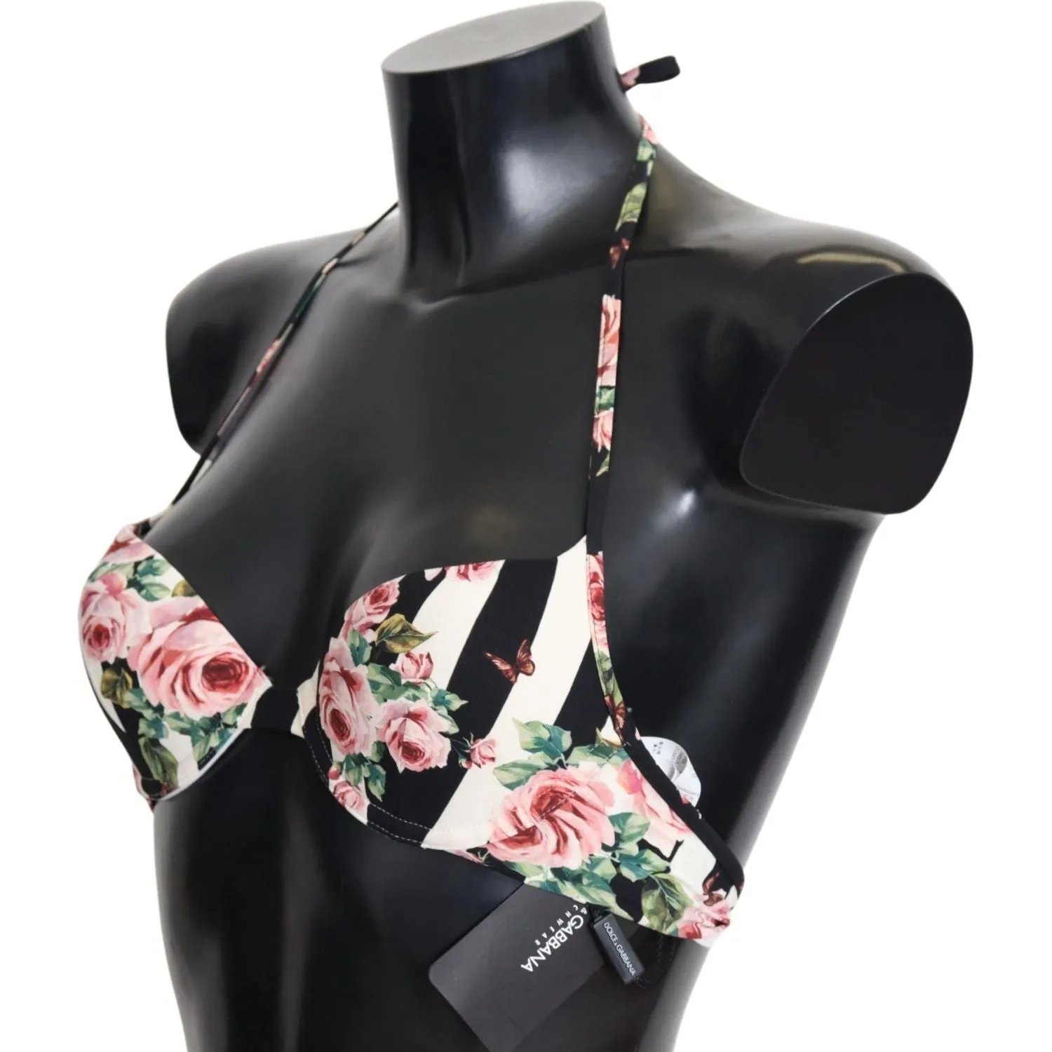 Dolce & Gabbana Elegant Rose Print Bikini Top