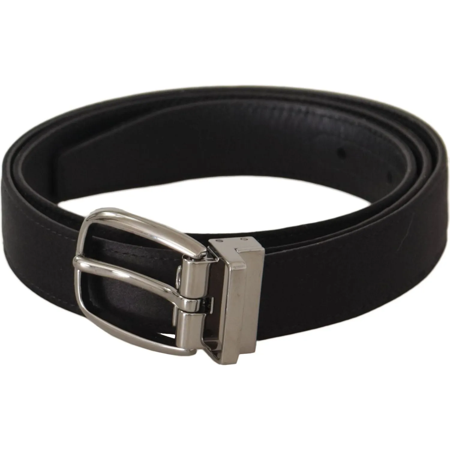 Dolce & Gabbana Elegant Silk Leather Belt with Logo Buckle