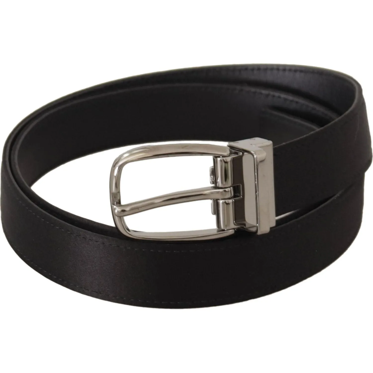 Dolce & Gabbana Elegant Silk Leather Belt with Logo Buckle